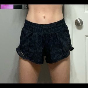 black pattern shorts